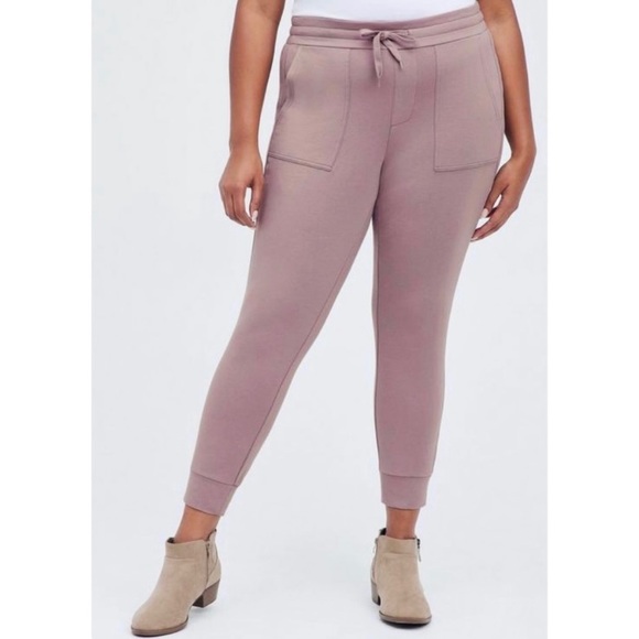 Torrid Classic Fit Jogger Super Soft Fleece Mid-Rise Pant in Mauve size 0 large - Picture 1 of 3